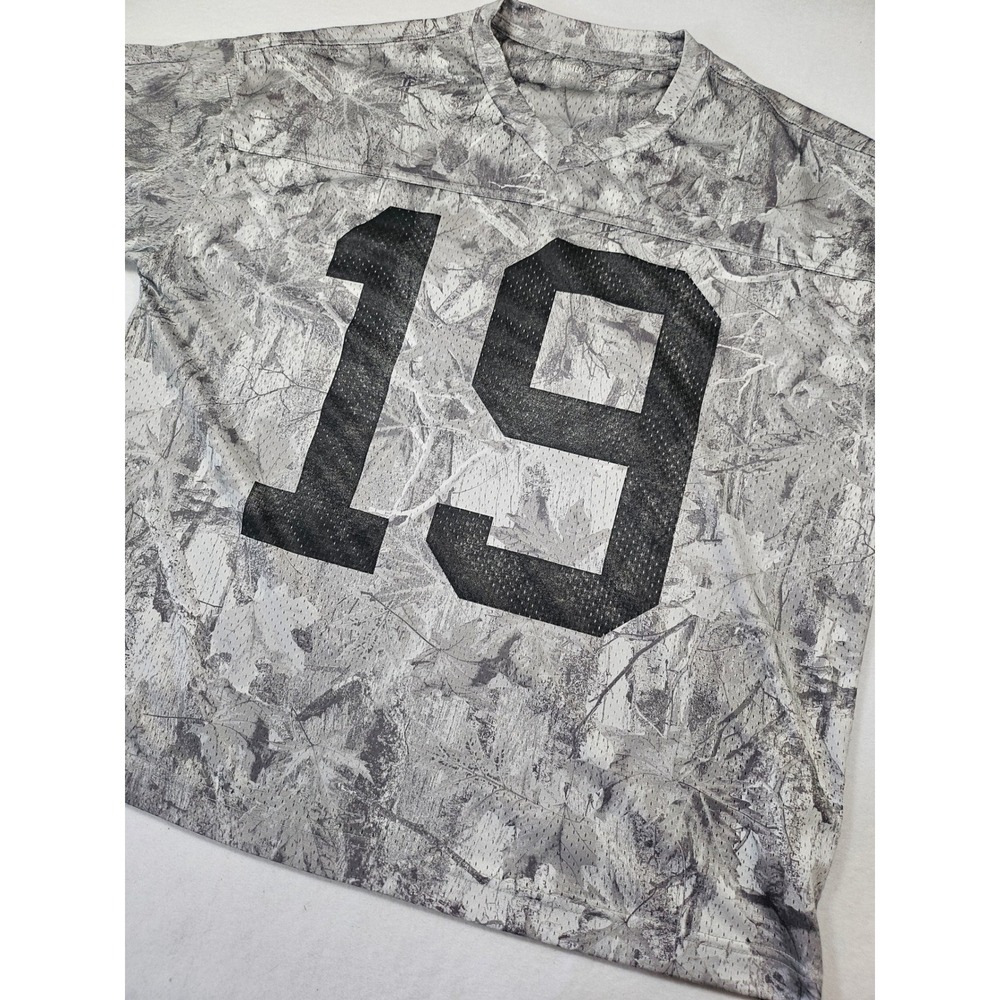 Hollister Mens Baggy Fit Mesh Football Jersey Grey Leaf Camo Number 19 Large - Picture 3 of 7